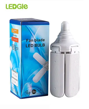 E26E27 Fan Blade LED Bulb 45W 6500K Deformable LED Garage Lamp 4500lm Foldable Ultra-bright Ceiling Light For White lamp workshop Barn Basement Light