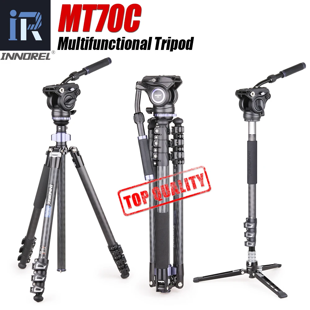 MT70C 10 Слои штатив тренога из углеволокна монопод с панорамной головкой для