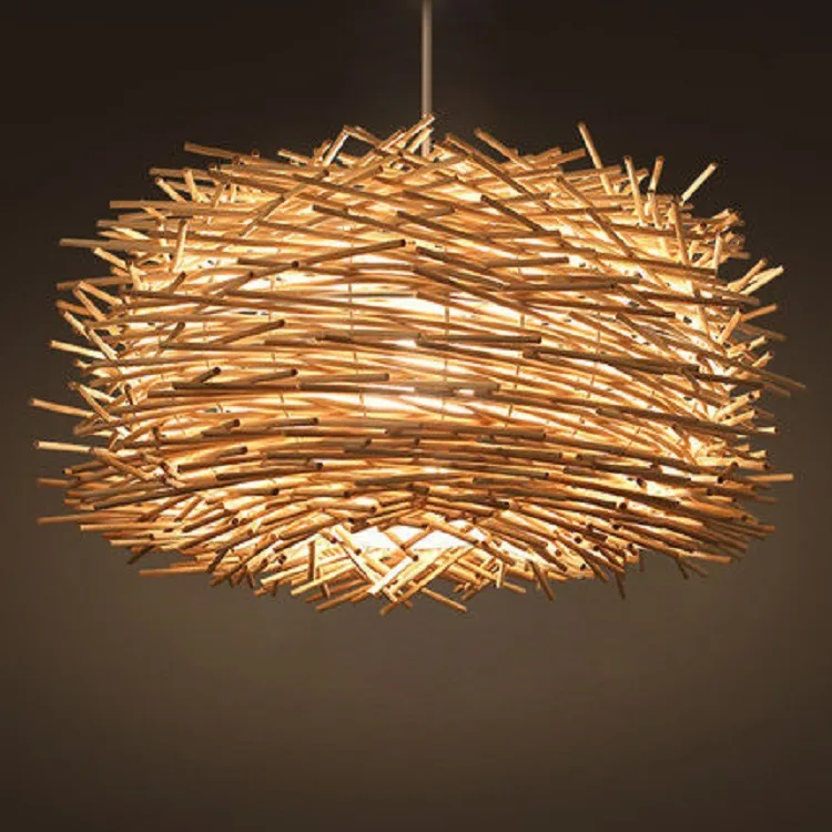 

Modern Creative LED Cool Pastoral Style BIRD'S NEST Rattan Lighting Hallway Balcony Coffee Restaurant Art Hanging Lamps