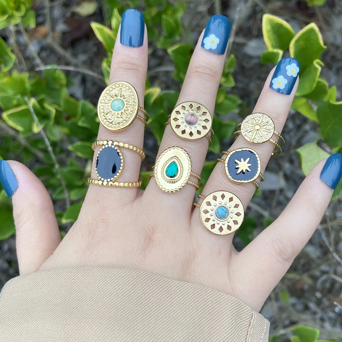 VintageFashionJewelryPersonalizedStainlessSteelRingWomensDrop