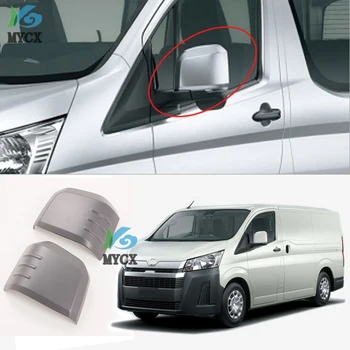 

For TOYOTA Hiace 2019 2PCS Carbon Fiber ABS Car Side Door Rearview Mirror Protect Frame Cover Trims Car Styling Accessories