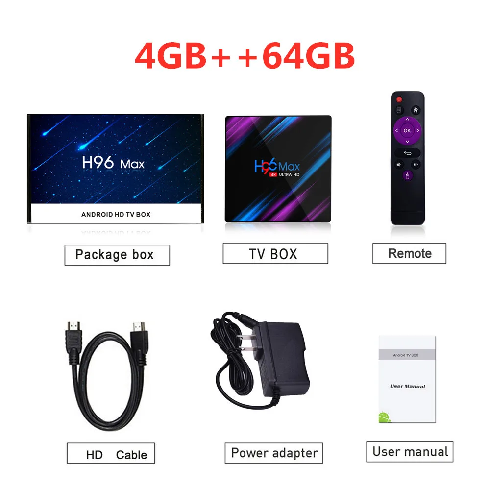 4G64GB Kebidumei H96 MAX Android 9,0 tv Box 4 ГБ ОЗУ 64 Гб H.265 Rockchip RK3318 4K голосовой помощник потоковый медиаплеер 2GB16GB - Цвет: 4G64GB