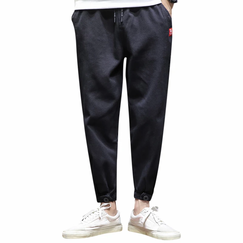 

Solid Color Men's Casual Cropped Overalls Autumn Fashion Cotton Men's Trousers Japanese Retro Men's Harem Pants