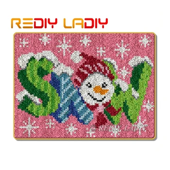 

Latch Hook Rug Kits Make Your Own Rug Snow Boy Crocheting Cushion DIY Carpet Rug Set Acrylic Yarn Printed Canvas Hobby & Crafts