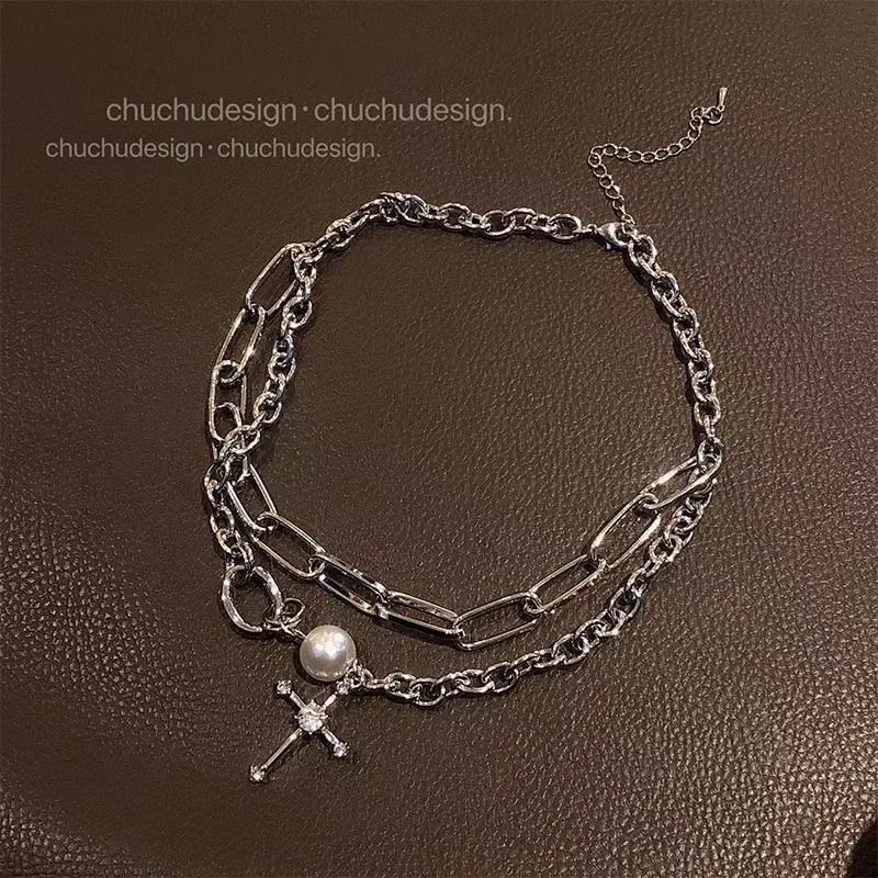 Chain Around the Neck Cross Necklace For Women Pendant Vintage Multilayer Fashion Jewelry Hip-Hop Gothic Style Clavicle Chokers | Украшения