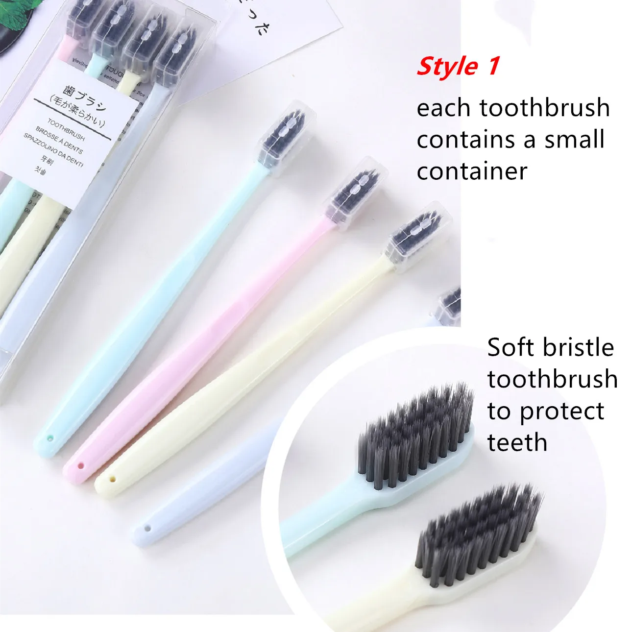 4 шт./boxзубная щетка мягкая гигиена полости рта пшеничная соломенная ручка древесный уголь Твердые портативные зубные щетки для пары с коробкой вечерние Подарочные