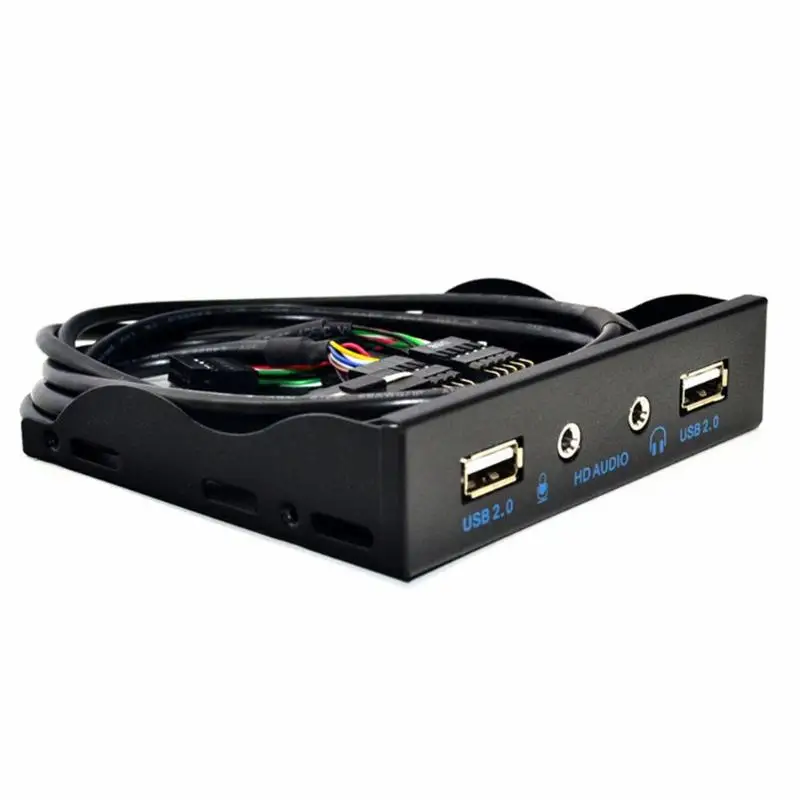 Горячая Передняя панель Классический Нежный 9 Pin до 2 USB 2,0 концентратор флоппи-отсек HD аудио 3,5 мм разъем Передняя панель стойка адаптер