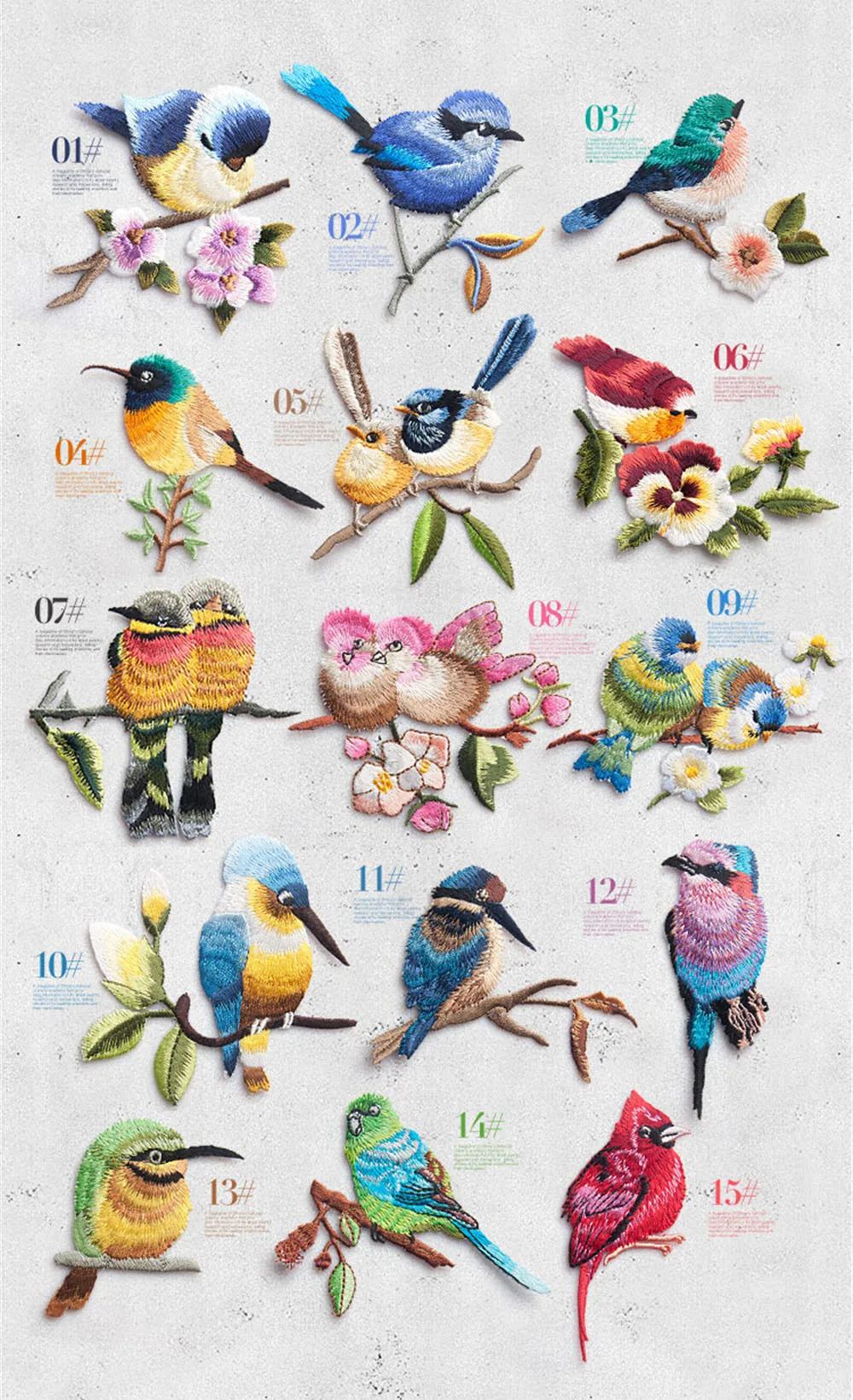 Hohe Qualität Nette Stickerei Vogel Patch Kid Kleidung der Patches Rucksack Dekoration Stoff Applique Kleine Eisen Auf Patches – Detail 4