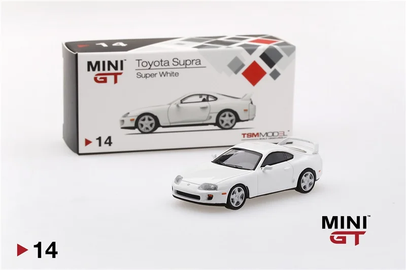 Supra White LHD Мини GT 1/64 Honda Civic Тип R Acura NSX GT3 mlaren Senna Toyota Супра LB работает Nissan R35 литая модель автомобиля - Цвет: Supra White LHD