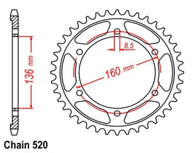 Цепь 520 41 Т для Aprilia 125 ETX туарег 1986-1987 86-87 Betamotor 350 Джонатан 2001-2002 мотоцикл Запчасти задние колеса