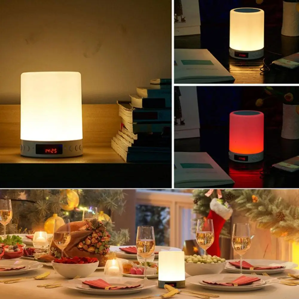  Colorful LED Bluetooth Speaker Music Smart Touch & Night Light Desk Lamp USB Rechargeable LED Music