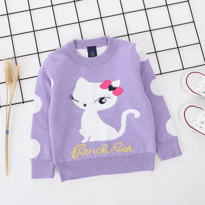 Christmas Sweater Baby Boys Girls High Quality Cotton Round-neck Knitted Children Clothes Cartoon Pattern Casual Kids Tops - Цвет: Небесно-голубой