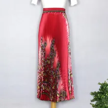 Женская плиссированная юбка с принтом, большой размер, высокая талия, темпераментная юбка