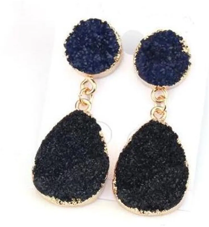 10Fashion Druzy Pink Resin Earrings Water Drop Earrings For Women Jewelry Pendientes Mujer Gifts For Women Accessories