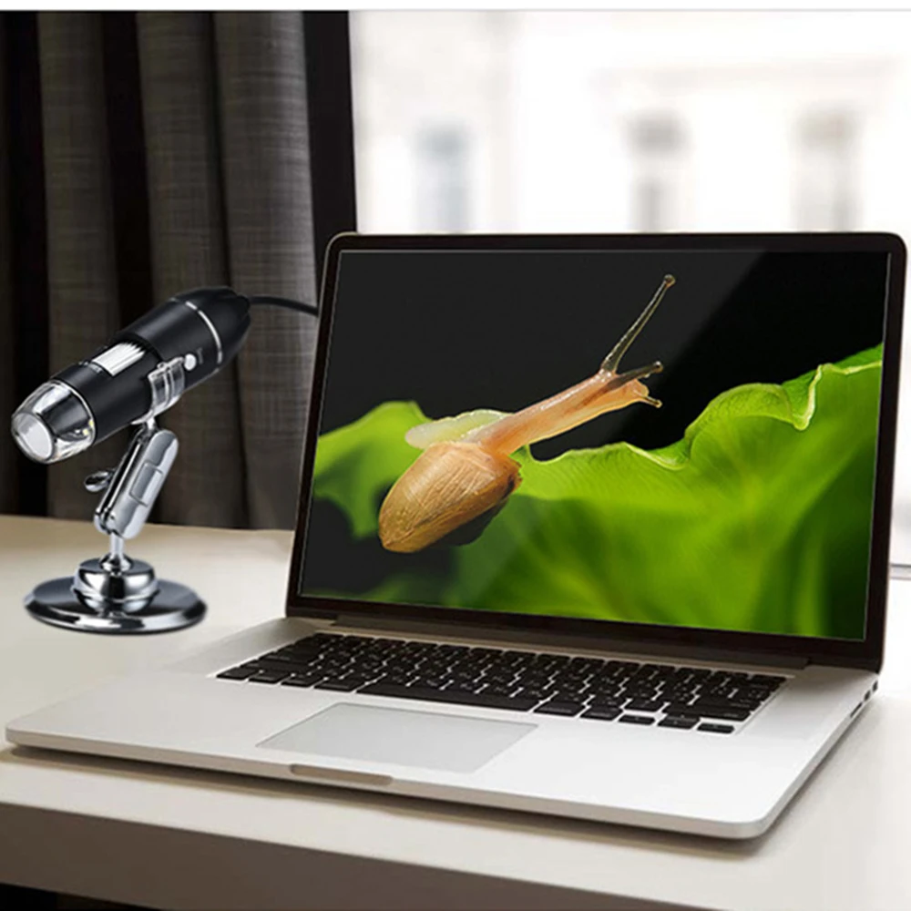 1600X 1000X 500X USB HD 디지털 현미경 줌 돋보기 카메라, 금속 스탠드 8 LED 내시경