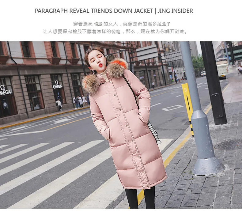 Winter New Style China Gedi Love Large Fur Collar down Jacket Cotton-padded Clothes Women's Mid-length Slimming Coat Korean-styl