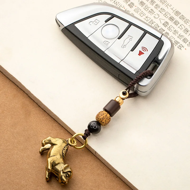 brass dog keychain rope pendant (1)