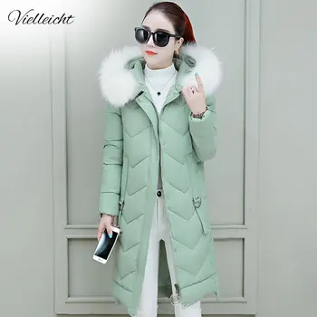 

Vielleicht 2019 New Arrival Winter Jacket Women Big Fur Hooded Fashion Long Parkas High Quality Warm Thick Outwear Female Coat