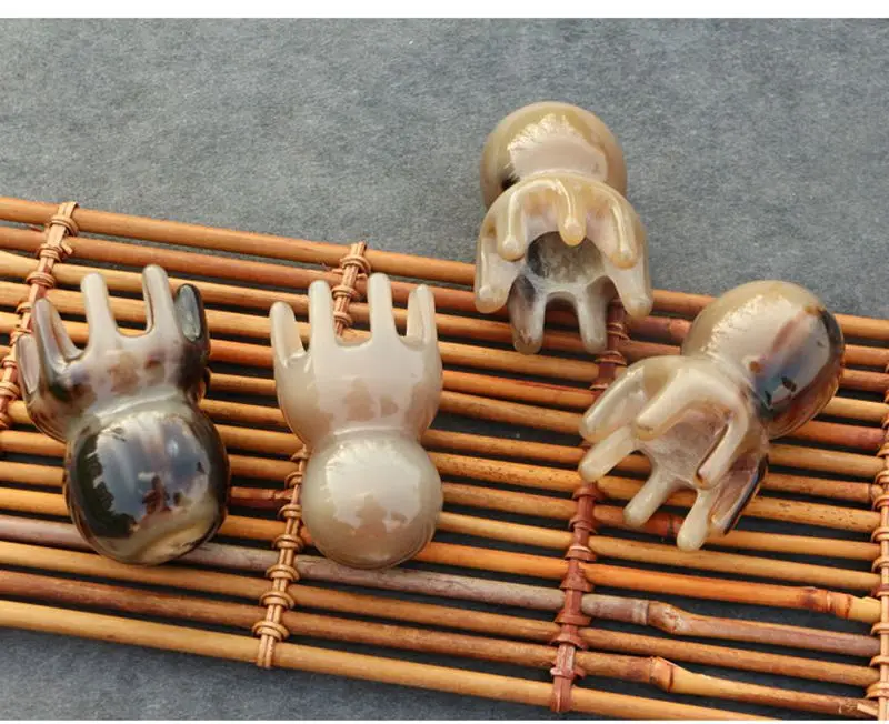 Natural White Horn Octopus Comb Head Meridian Scraping Scalp Massage Brush Acupuncture Spa Gua Sha Therapy Massage Relax Tool