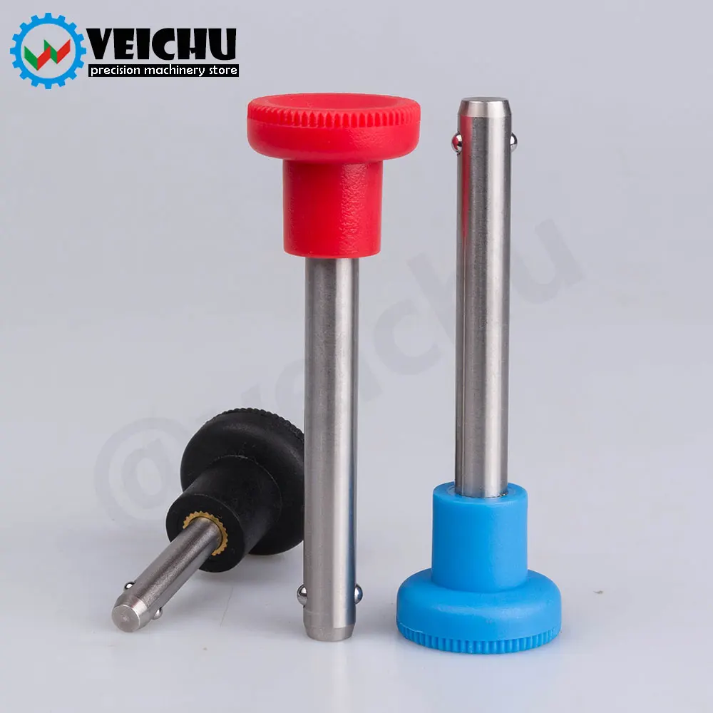 VEICHU 1pcs Plastic Knob Stainless Steel Pin Self-locking Positioning Safety Pins VCN116 Three Colors Handle Ball Lock Pins