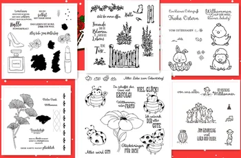 

German animal cartoon pattern Stamp And metal die Scrapbooking Alphabet Stamp Embossing Craft making Silicone Transparent Stamps
