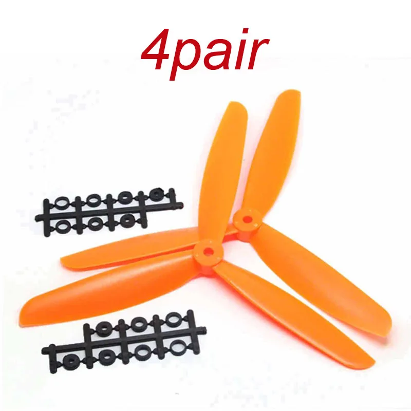

4Pair Nylon 3-blades 9045 Propeller CW CCW Paddle Multi-axis Props Orange for RC Aircraft Drone Model