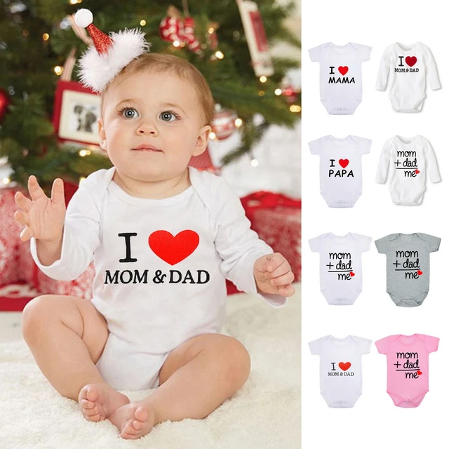 2Pcs/lot Cotton I Love Papa Mama Design Printing Summer Jumpsuit