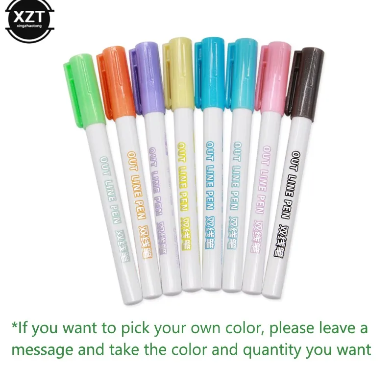 8pcs Custom color 8 шт./компл. маркер флуоресцентных ручек Цвет Фул двойная линия маркера для Карамельный цвет ручной Примечание ручка школьные плакат канцелярские товары - Цвет: 8pcs Custom color