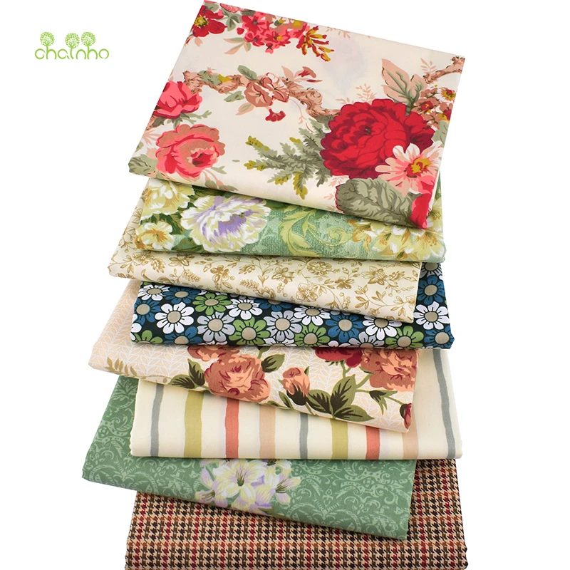 Chainho, 8 шт./лот, Цветочная серия, саржевая хлопковая ткань с принтом ...