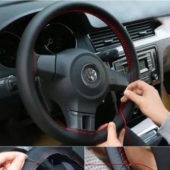 

Breathable type steering wheel hub Breathable sewing steering wheel cover DIY car classic steering cover soft braid on wheel
