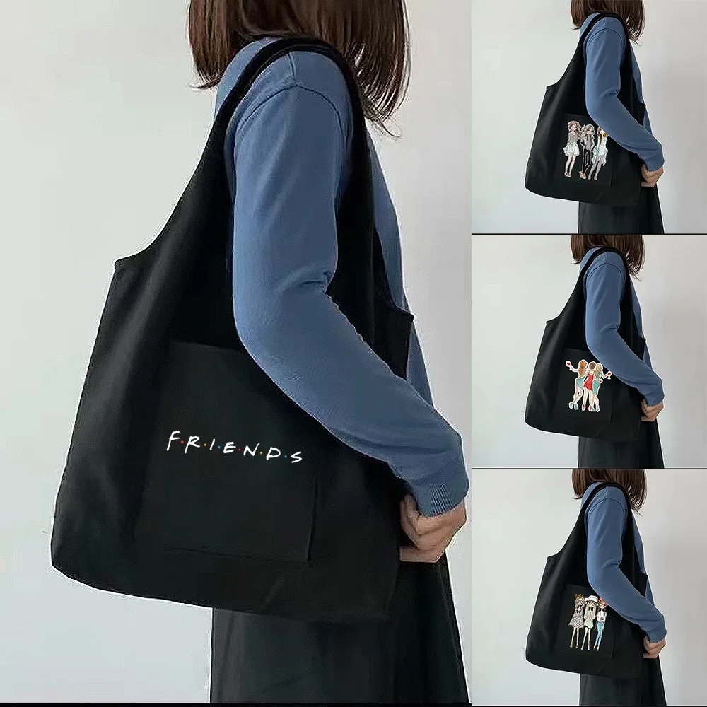 Shopping Bag Ladies Travel Fashion Portable Messenger Shoulder Side Bag Printed Canvas Bag Environmentally Friendly and Reusable