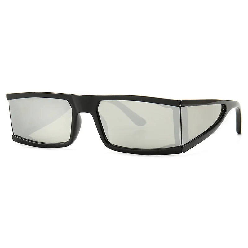 SHAUNA, новинка, хит, модные женские и мужские Квадратные Солнцезащитные очки, прозрачная оправа, широкие ноги, зеркальные линзы, летние очки, оттенок UV400 - Цвет линз: Black Silver Mirror