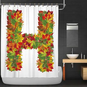 

Letter H Shower Curtain,Tone Leaf Bouquet Nature Beauty Seasonal Faded Plant Garden Colorful Print Decorative Bathroom Decor Set