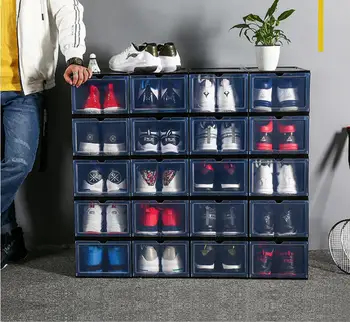 

High quality 6pcs thickened transparent shoe box drawer shoe box shoe storage artifact shoe storage box