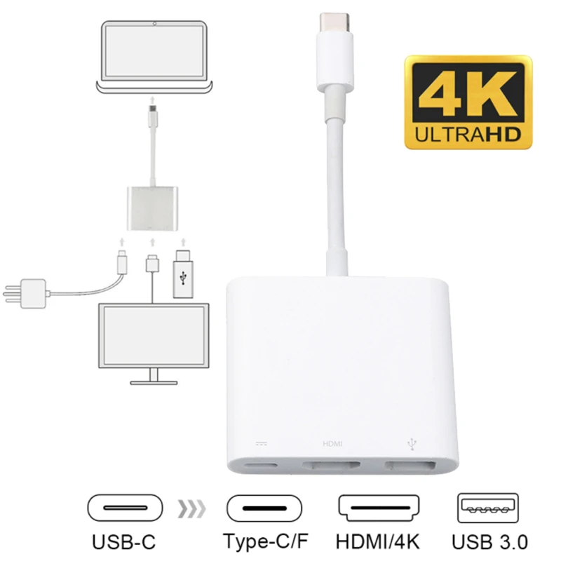 Kebidu type-C концентратор USB C к HDMI USB 3,1 type c адаптер папа-мама кабель для зарядки конвертер цифровой AV многопортовый адаптер