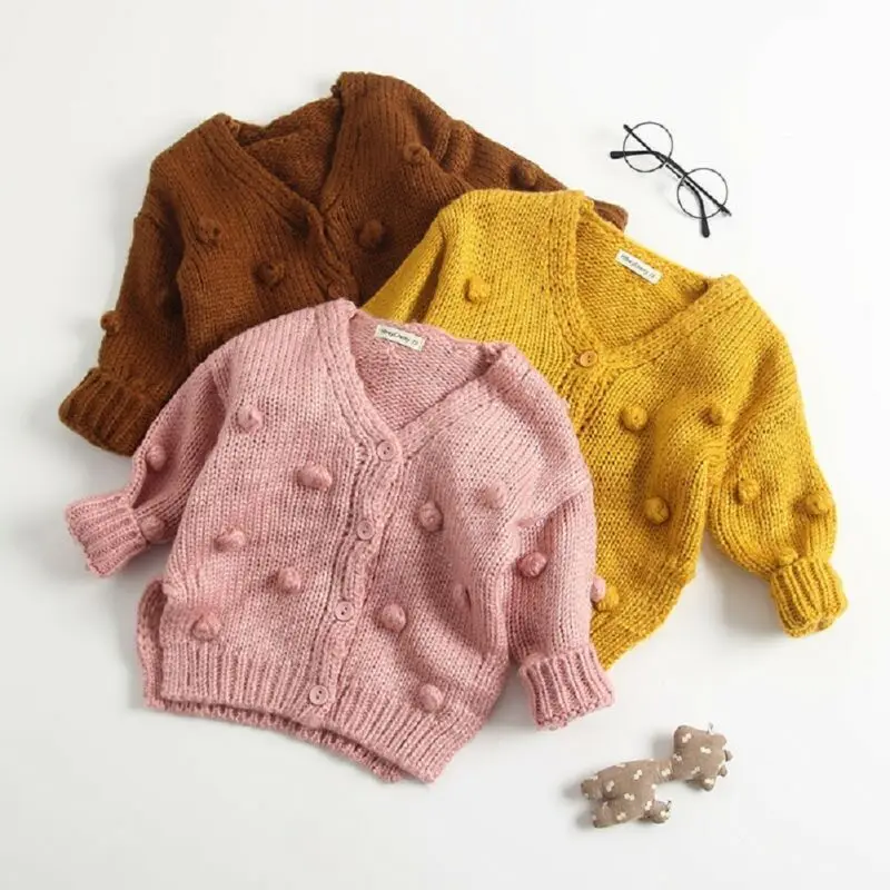 Зимние свитера, одежда для маленьких девочек, топы с длинными рукавами, вязаный свитер, пальто, верхняя одежда, кардиган, детские свитера