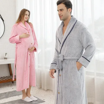 

Women's robes Nightdress winter Flannel Thicken Bathrobe women Couple Large size Loose Siamese pajamas Men pajama Spring Autumn