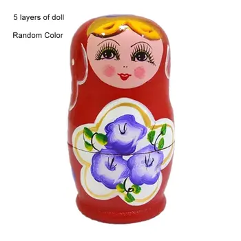 

Cute Babushka Nesting Dolls Matryoshka Wooden Russian Painted Wooden Doll Toy Exquisite Workmanship Creative Gift