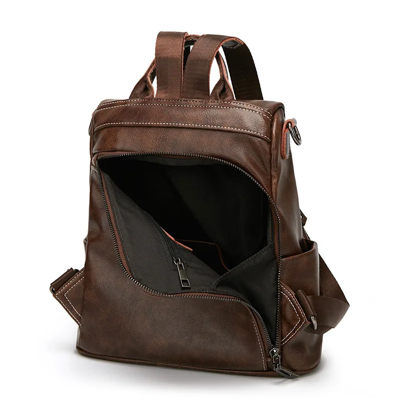 

2019 New Style Plaid Leather Backpackage Genuine Leather Korean-style Versitile Fashion Backpack Women's