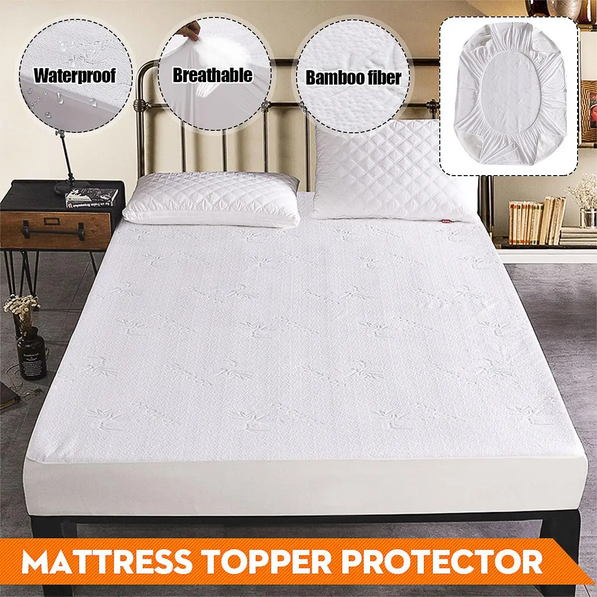Waterproof Mattress Protector Cover Jacquard Soft Pad Against Dust