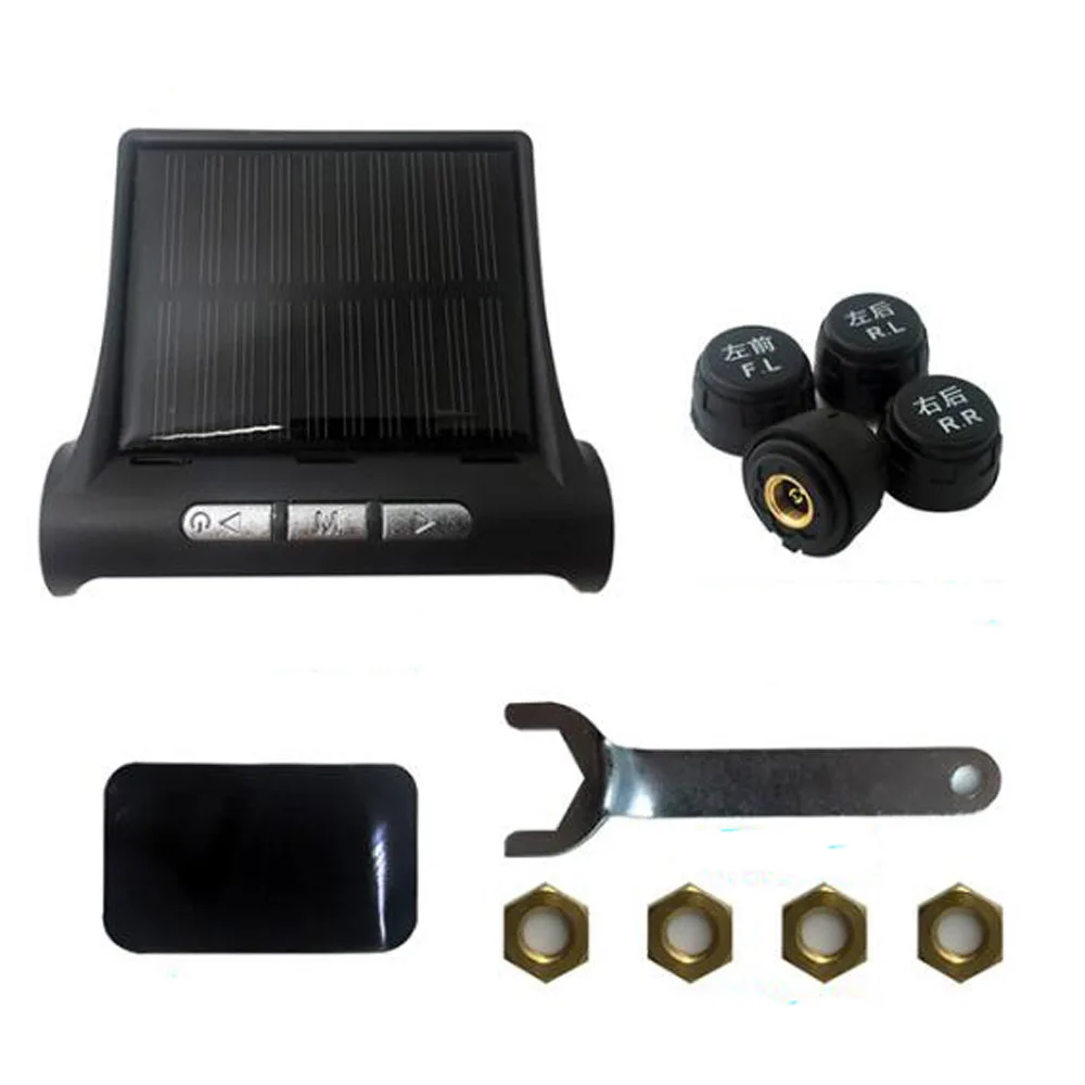 Solar Power USB TPMS Car Tire Pressure Monitoring System LCD 4 External / Internal Sensors SUV Sedan Temperature Warning car tire pressure monitor car tire pressure sensor