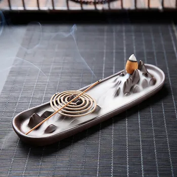 

Incense Burner Holder Censers Backflow Stand Mountain Peak Creative Decoration Statue Ceramic Crafts Aroma Smoke Censer Zen Room