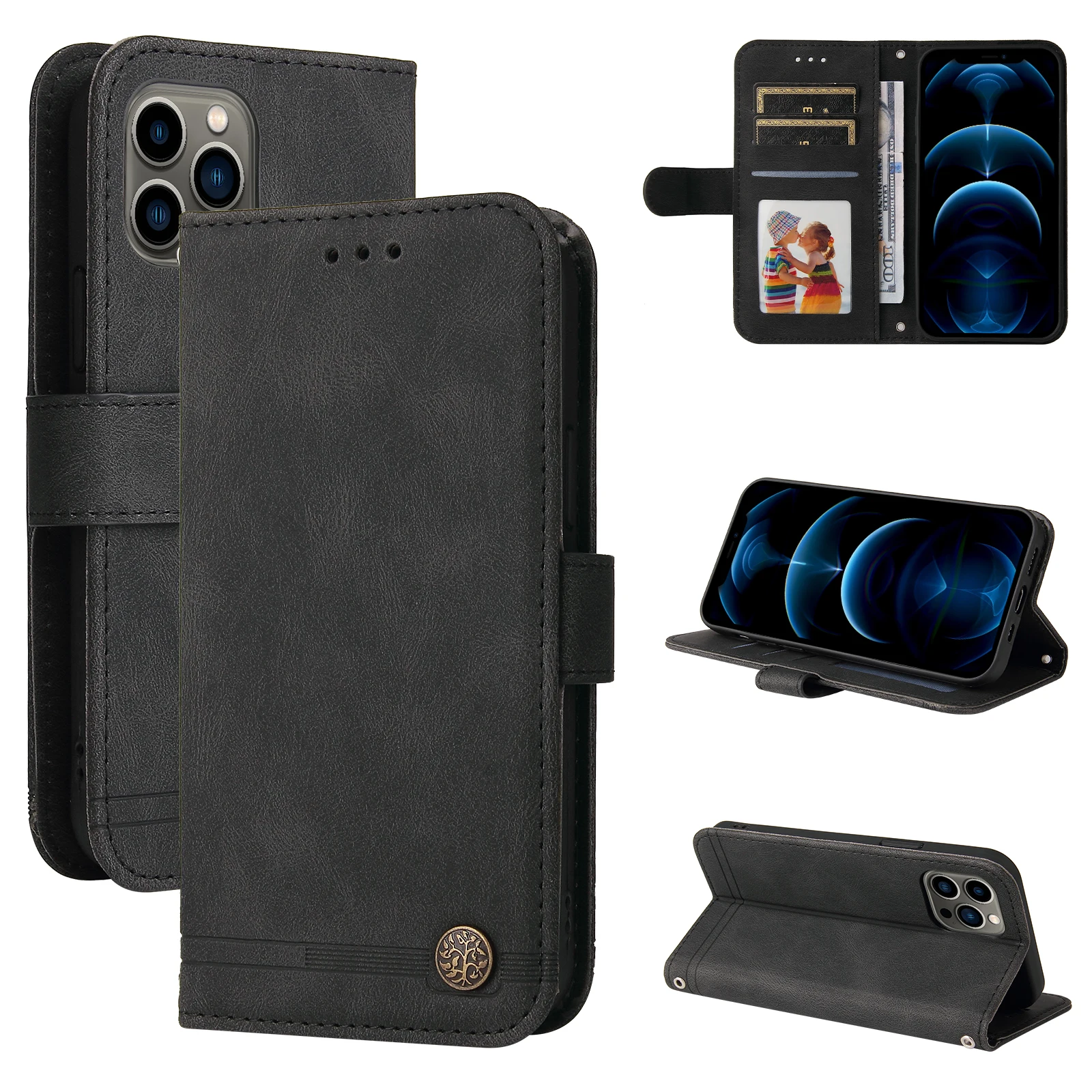 

Etui Card Slots Magnetic Case For OPPO A15 A16 A52 A72 A92 A53 A73 A93 A54 A74 A94 A95 A55 4G 5G Leather Wallet Flip Book Cover