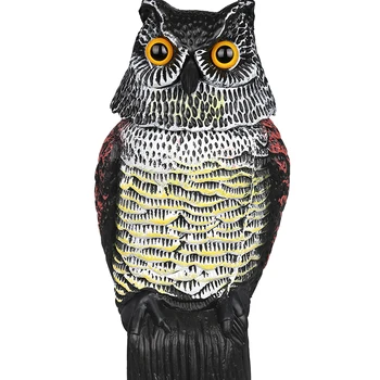 

Large Realistic Owl Decoy Rotating Head Bird Pigeon Crow Scarer Scarecrow