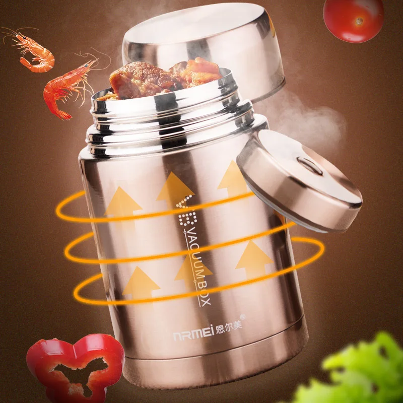 800ml Stainless Steel Food Jar Soup Container with Foldable Spoon Double  Wall Vacuum Insulated Thermos for Student Office Worker