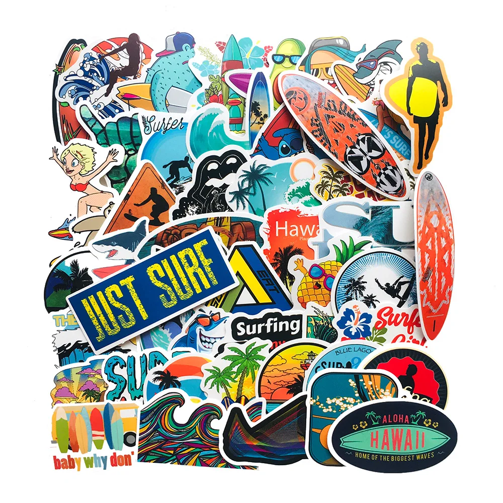 Retro Beach Surfing Cool Stickers for Laptop Retro Beach Surfing Stickers Car Motorcycle Bicycle Luggage Helmet Graffiti Patches Skateboard Stickers 