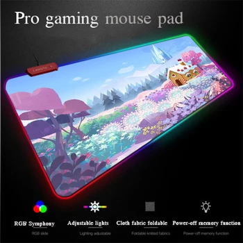 

Yuzuoan XXL Mousepad Oil Painting Desk Non-slip Computer Keyboard Pad LED Colorful Lighting Backlight Large RGB Gaming Mouse Pad