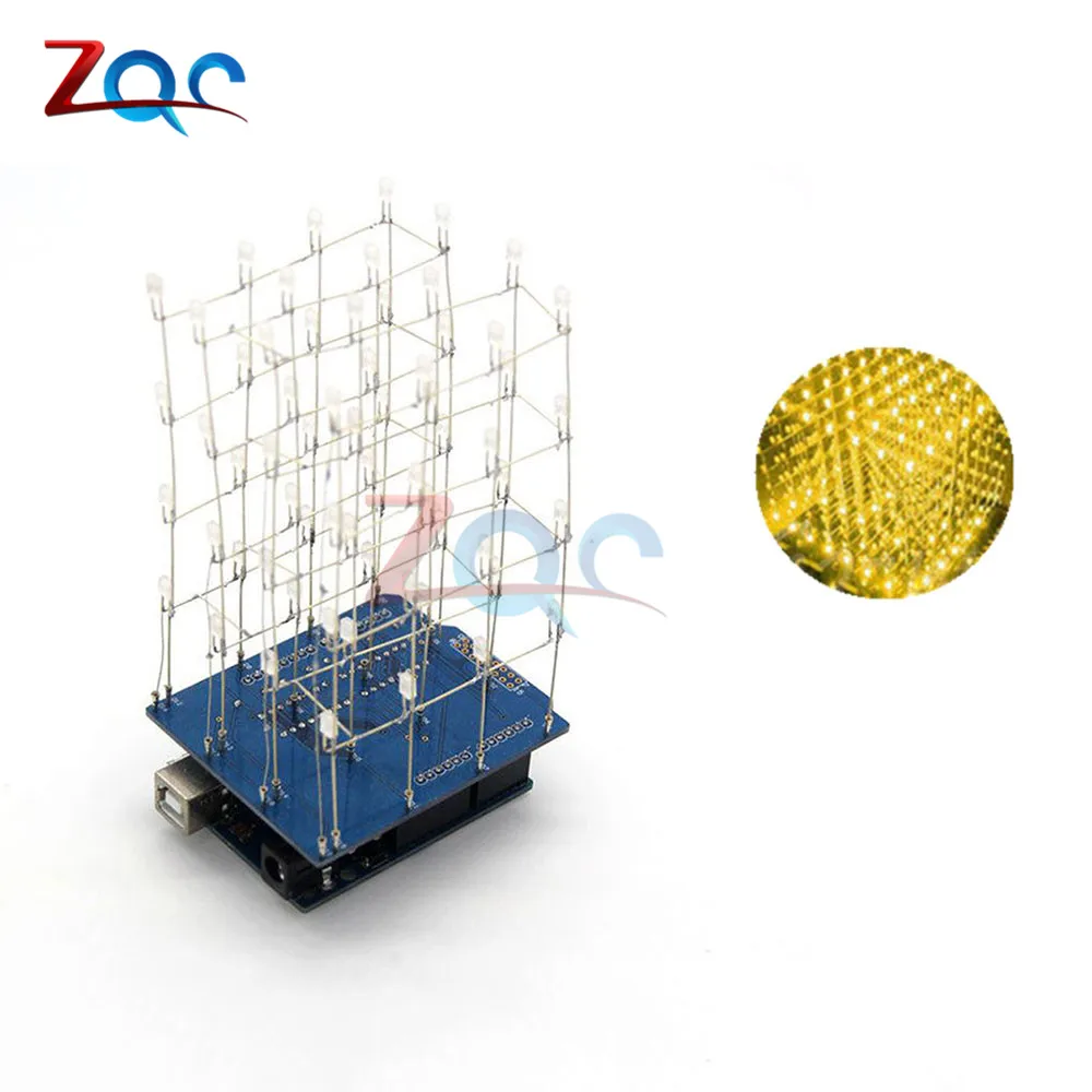 4X4X4 4*4*4 светодиодный набор световой куб 3D светодиодный электронный комплект Набор для Arduino умная электроника светодиодный куб Набор DIY Электронный