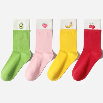 

New Design Fruit Socks Women Cute Long Cotton Socks Harajuku Cherry Avocado Funny Socks Femme Calcetines meias