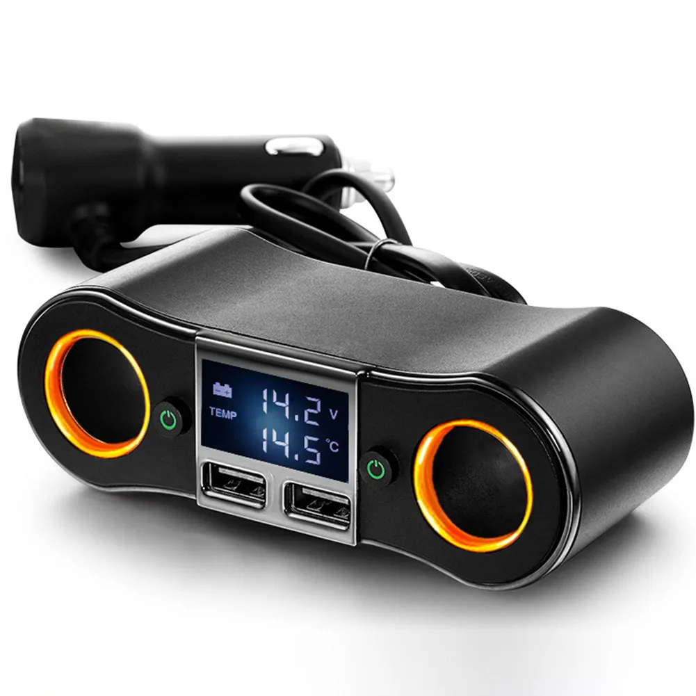 

12V DC Adapter Charger Socket Car 2 Way Cigarette Lighter Splitter USB Double Plug